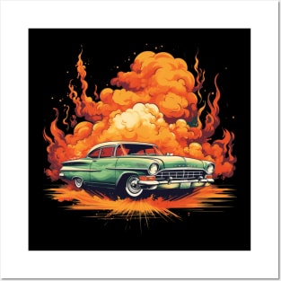 VINTAGE CAR, COLORED CARTOON STYLE Posters and Art